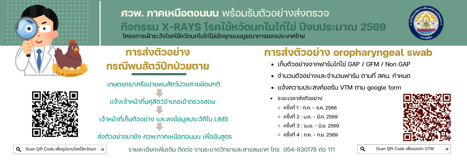 กิจกรรม X-RAYS โรคไข้หวัดนกในไก่ไข่ ปีงบประมาณ 2569
