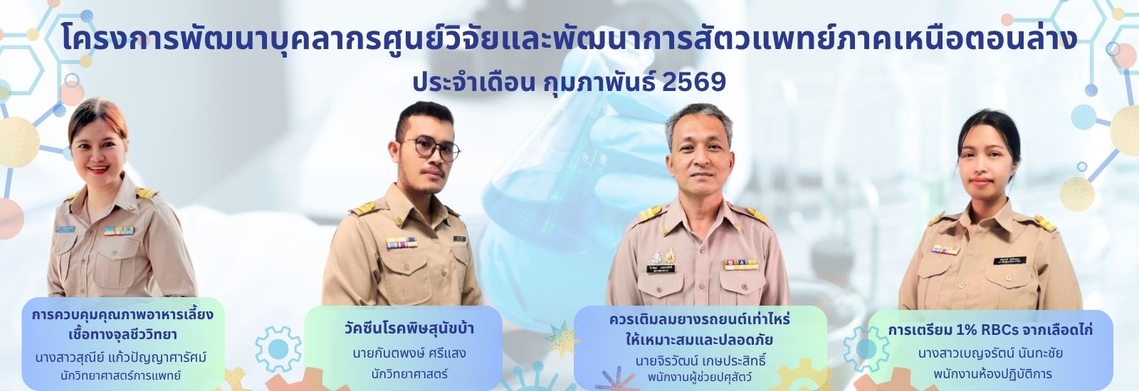 โครงการพัฒนาบุคลากรศูนย์วิจัยและพัฒนาการสัตวแพทย์ภาคเหนือตอนล่าง ประจำเดือน กุมภาพันธ์ 2569
