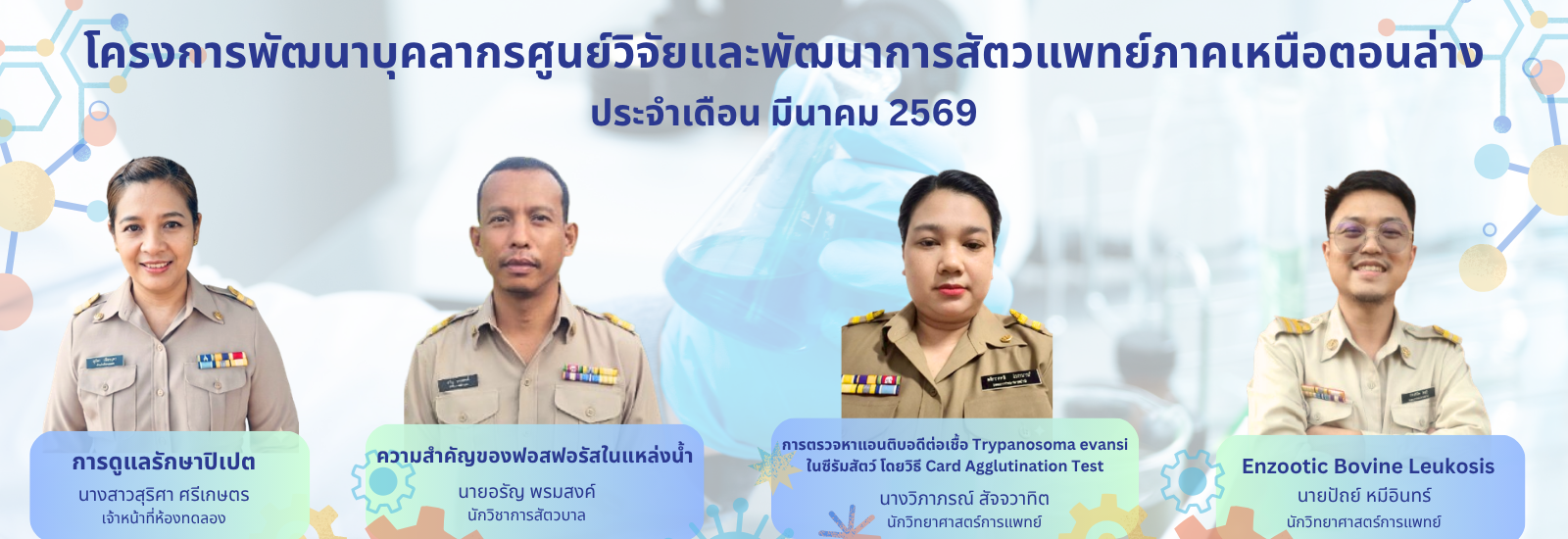 โครงการพัฒนาบุคลากรศูนย์วิจัยและพัฒนาการสัตวแพทย์ภาคเหนือตอนล่าง ประจำเดือน มีนาคม 2569